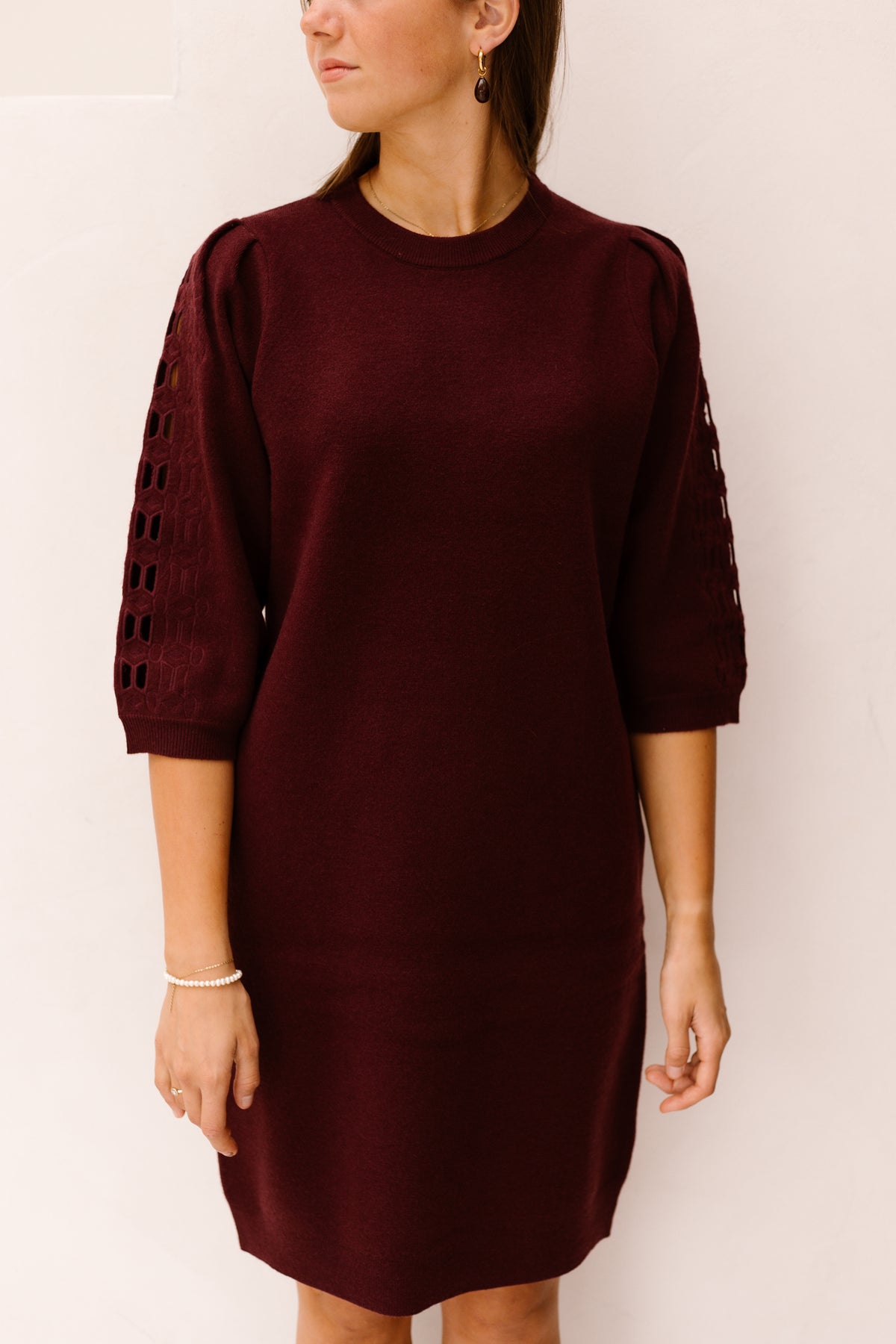 Dress Knit Embroidery Merlot 07523