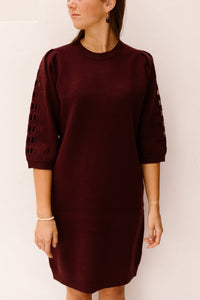 Dress Knit Embroidery Merlot 07523