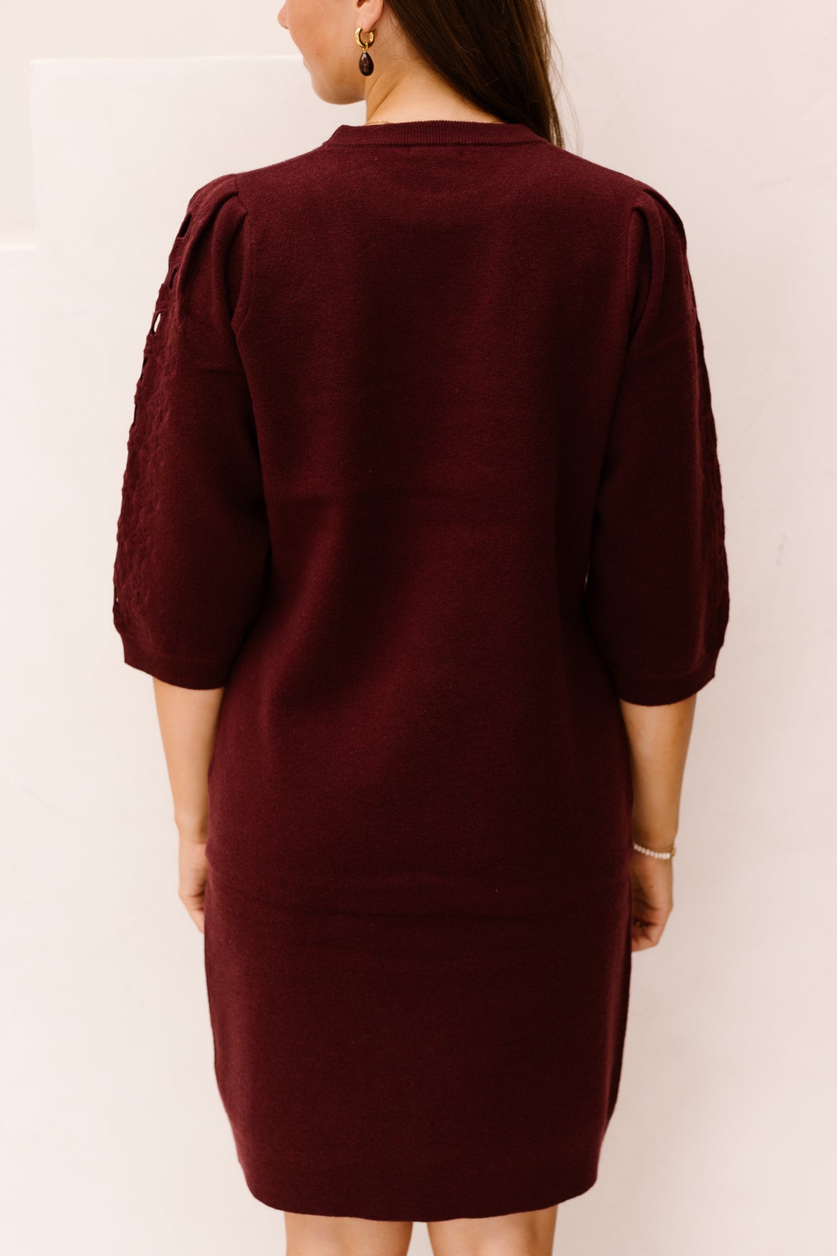 Dress Knit Embroidery Merlot 07523