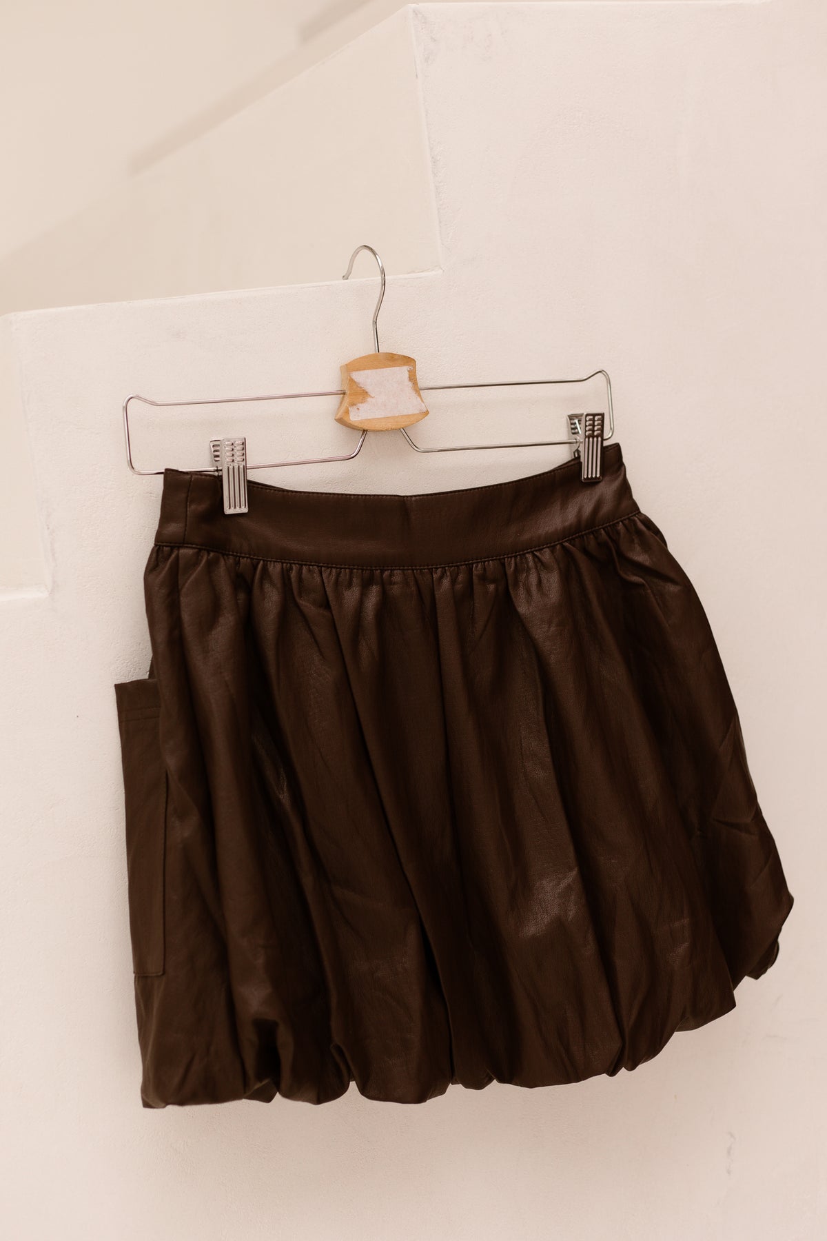 Leatherlook balloon skirt brown