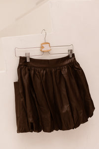 Leatherlook balloon skirt brown