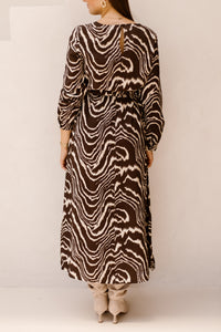 Objjacira L/S O-Neck Midi Dress Seal Brown/Birch