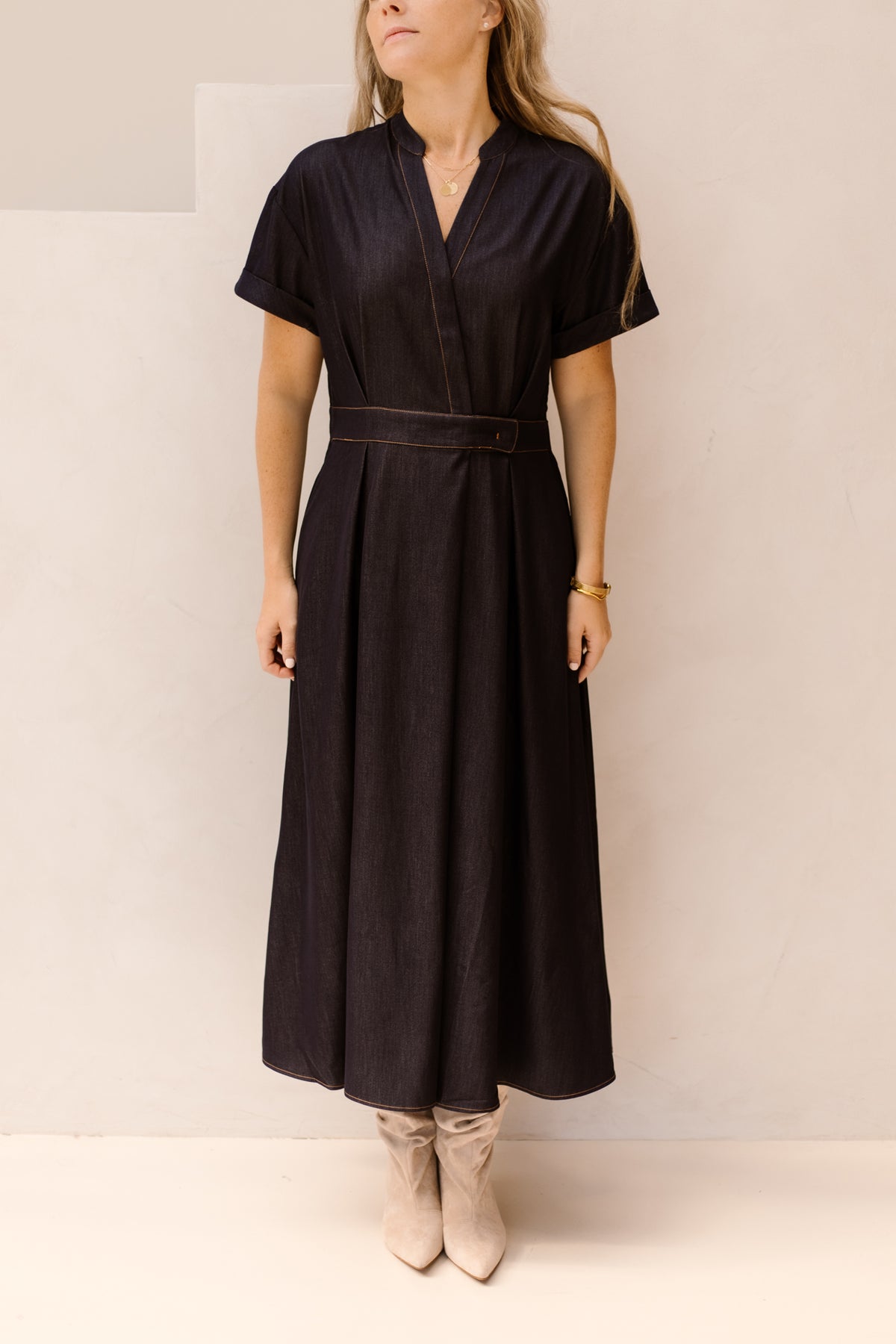 TerryCC Wrap SS Dress Navy
