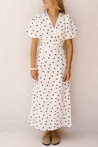 Clarine Linen Dot Dress White