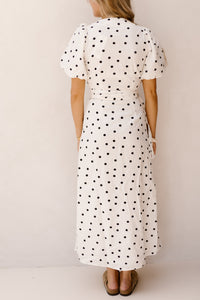 Clarine Linen Dot Dress White