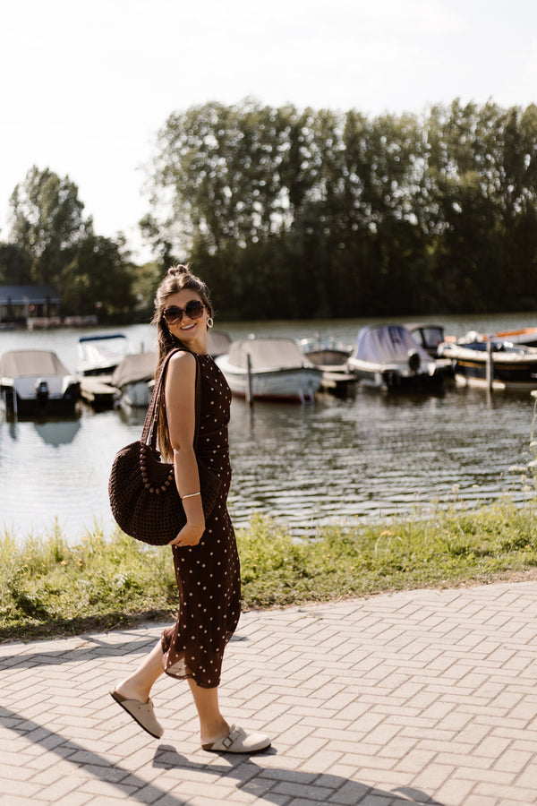 Adriana mesh polkadot dress bruin