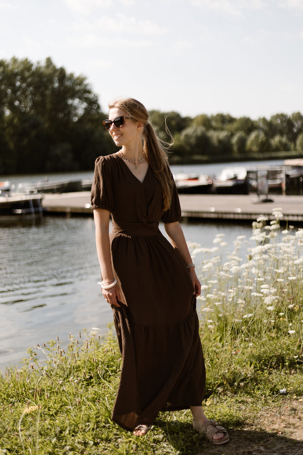 Alyssa knot dress brown