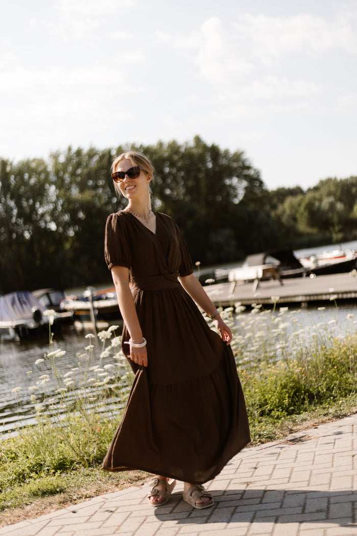 Alyssa knot dress brown