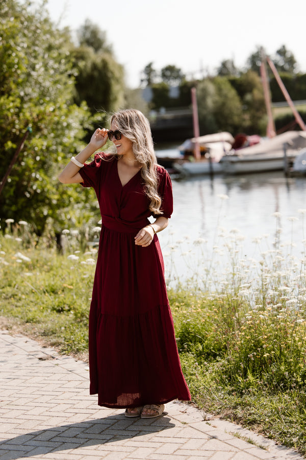 Alyssa knot dress bordeaux