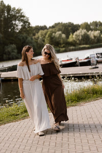 Aya off shoulder dress darkbrown