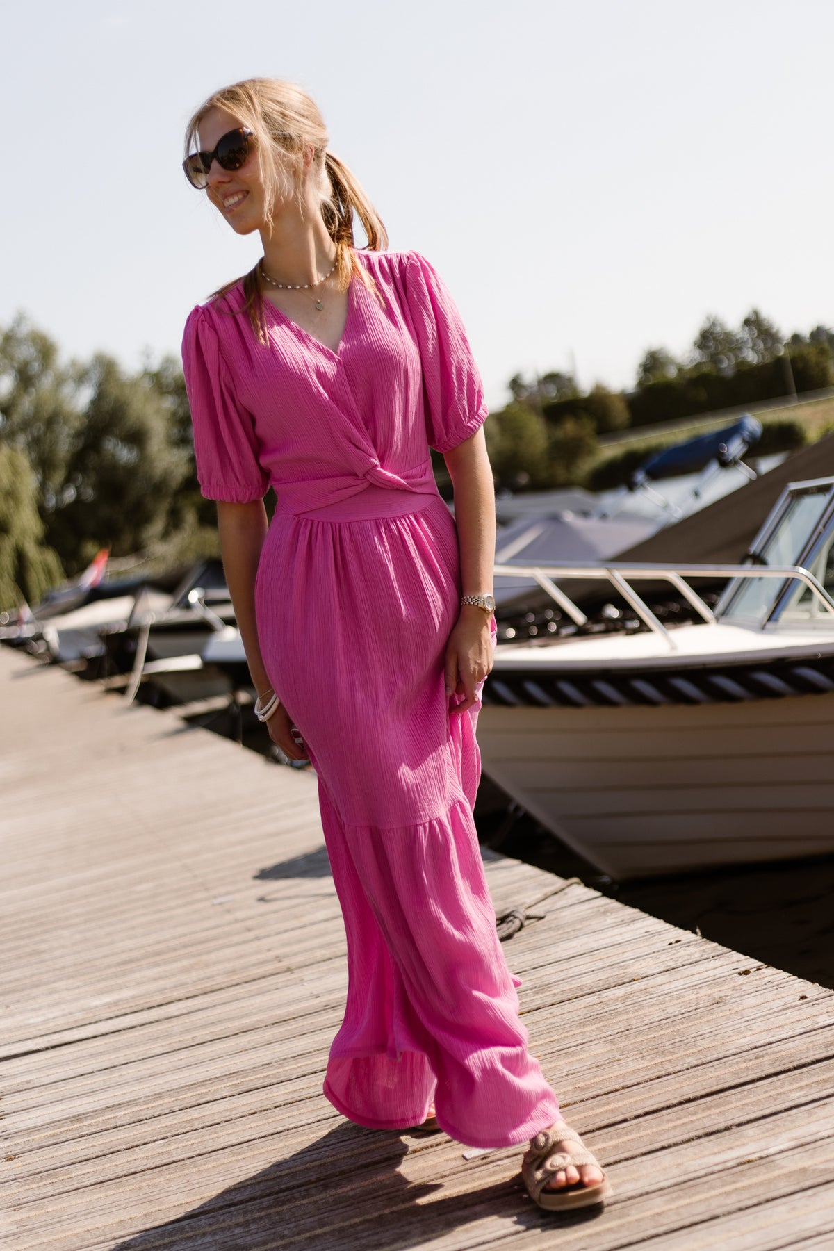 Alyssa knot dress fuchsia