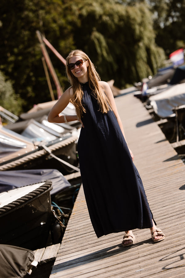 Amelia halter dress maxi darkblue