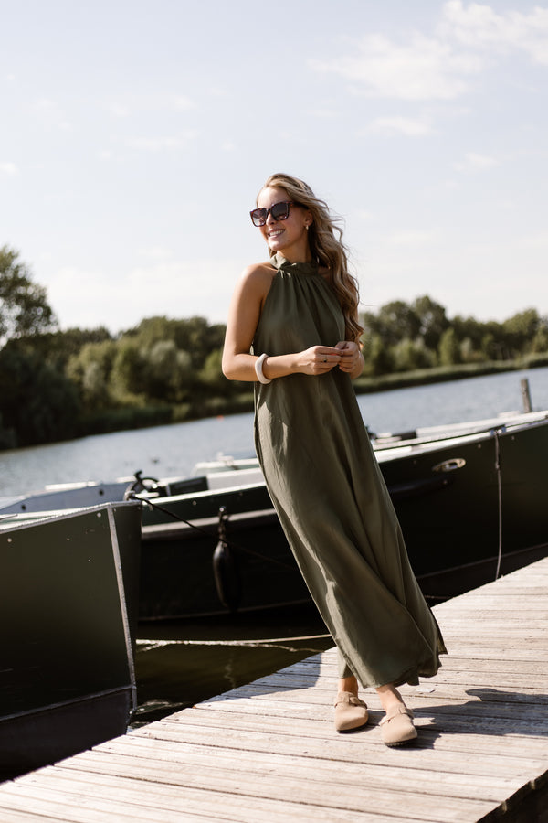 Amelia halter dress maxi army