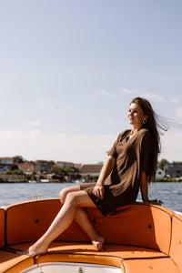 Azra mousseline dress brown