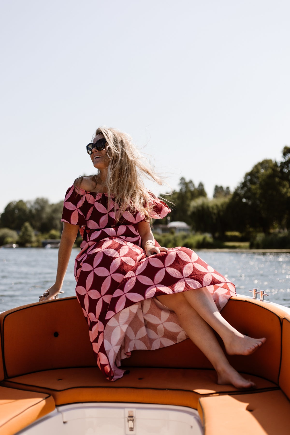 Amber print dress red