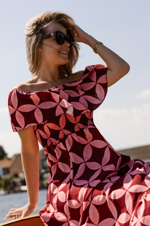 Amber print dress red