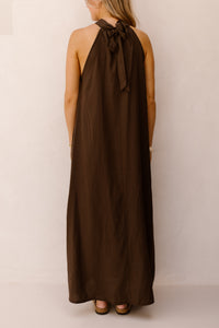 Amelia halter dress maxi brown