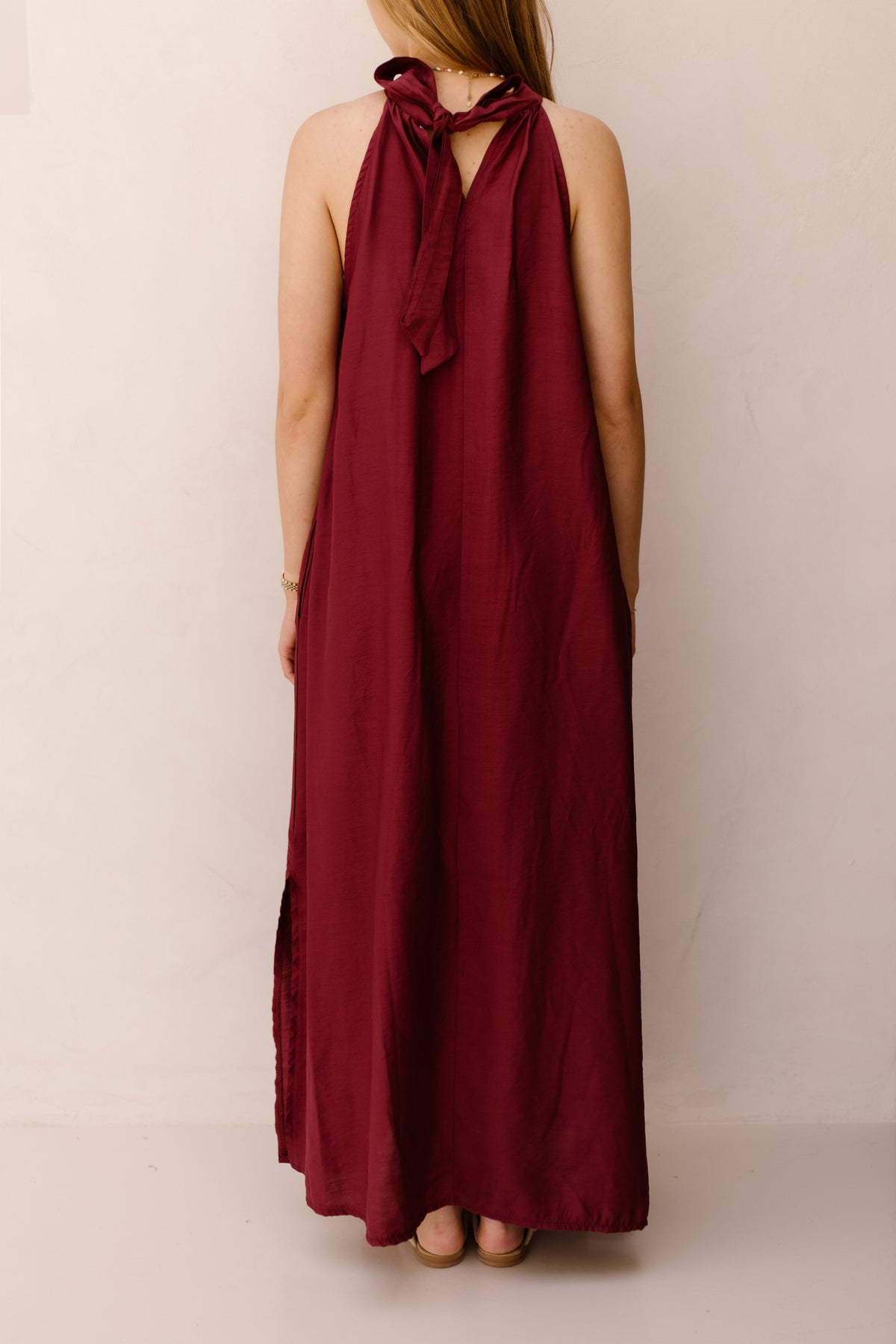 Amelia halter dress maxi bordeaux