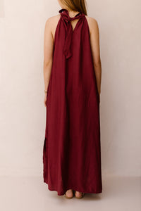 Amelia halter dress maxi bordeaux