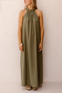 Amelia halter dress maxi army