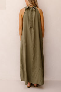 Amelia halter dress maxi army