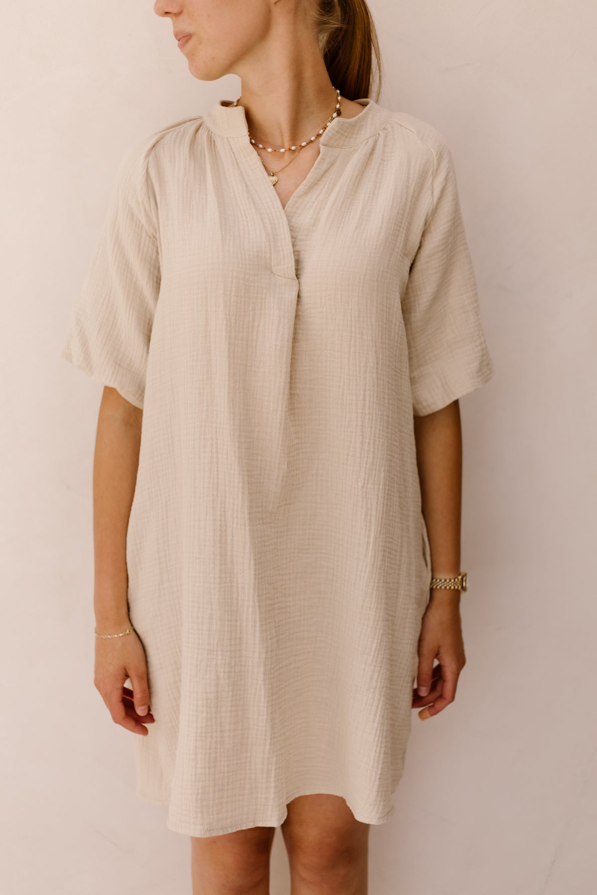 Azra mousseline dress beige