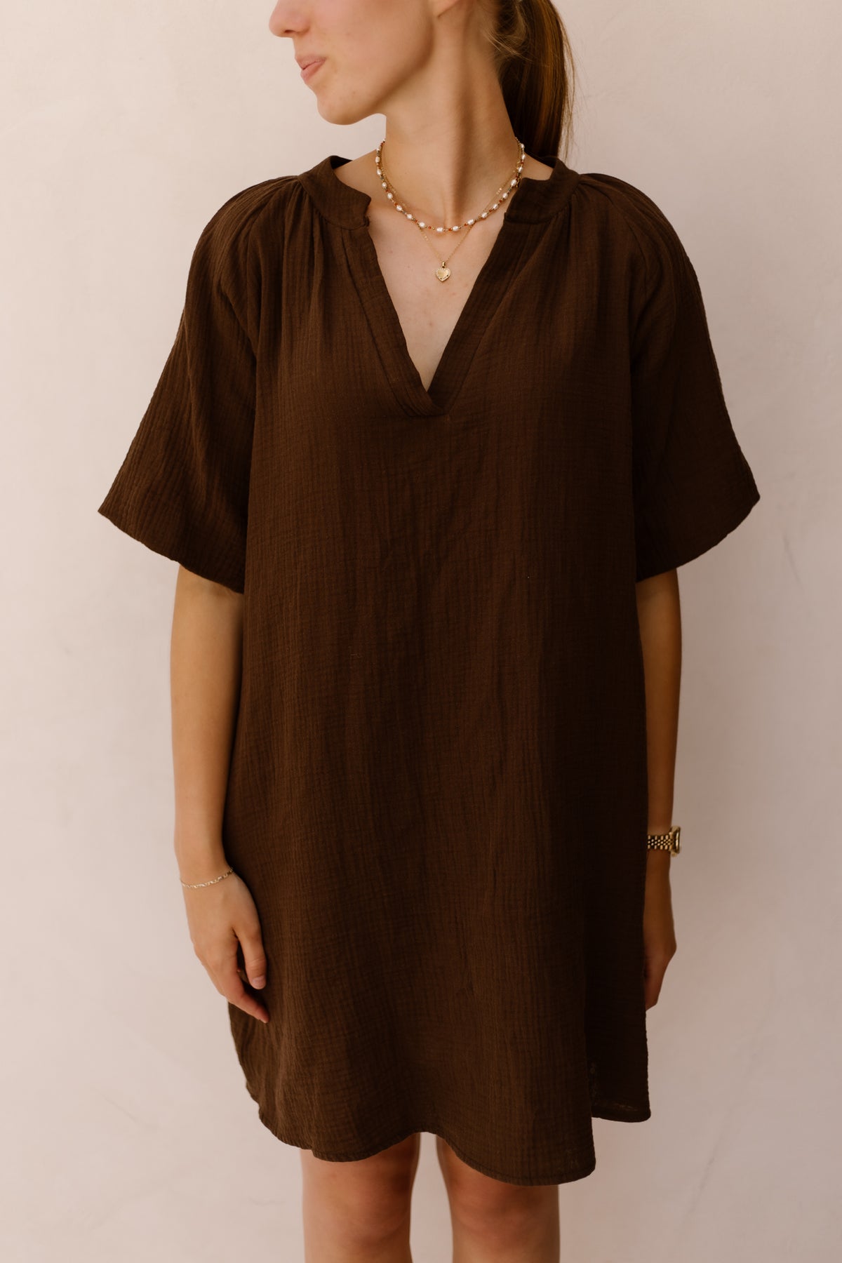 Azra mousseline dress brown