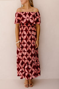 Amber print dress red