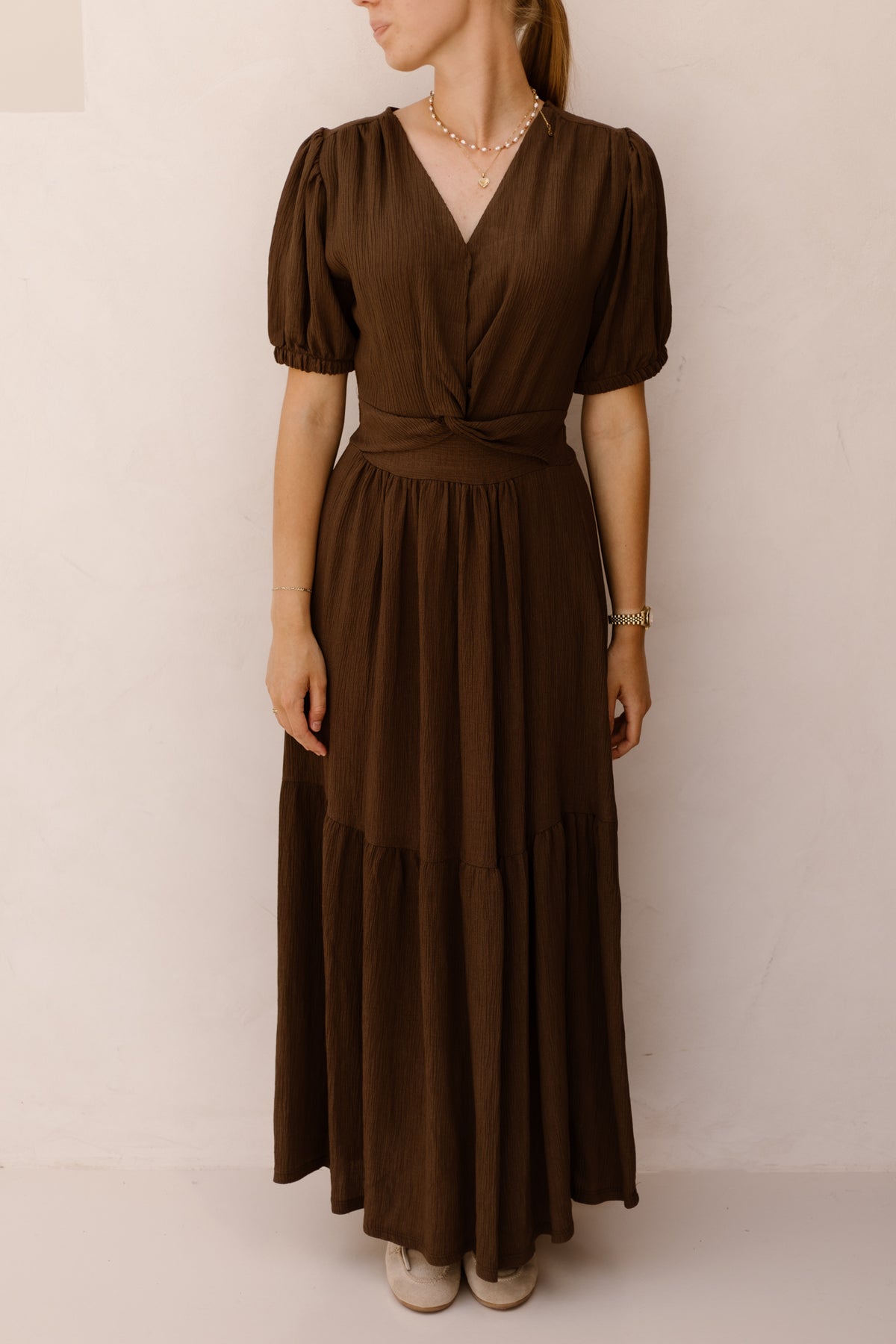 Alyssa knot dress brown
