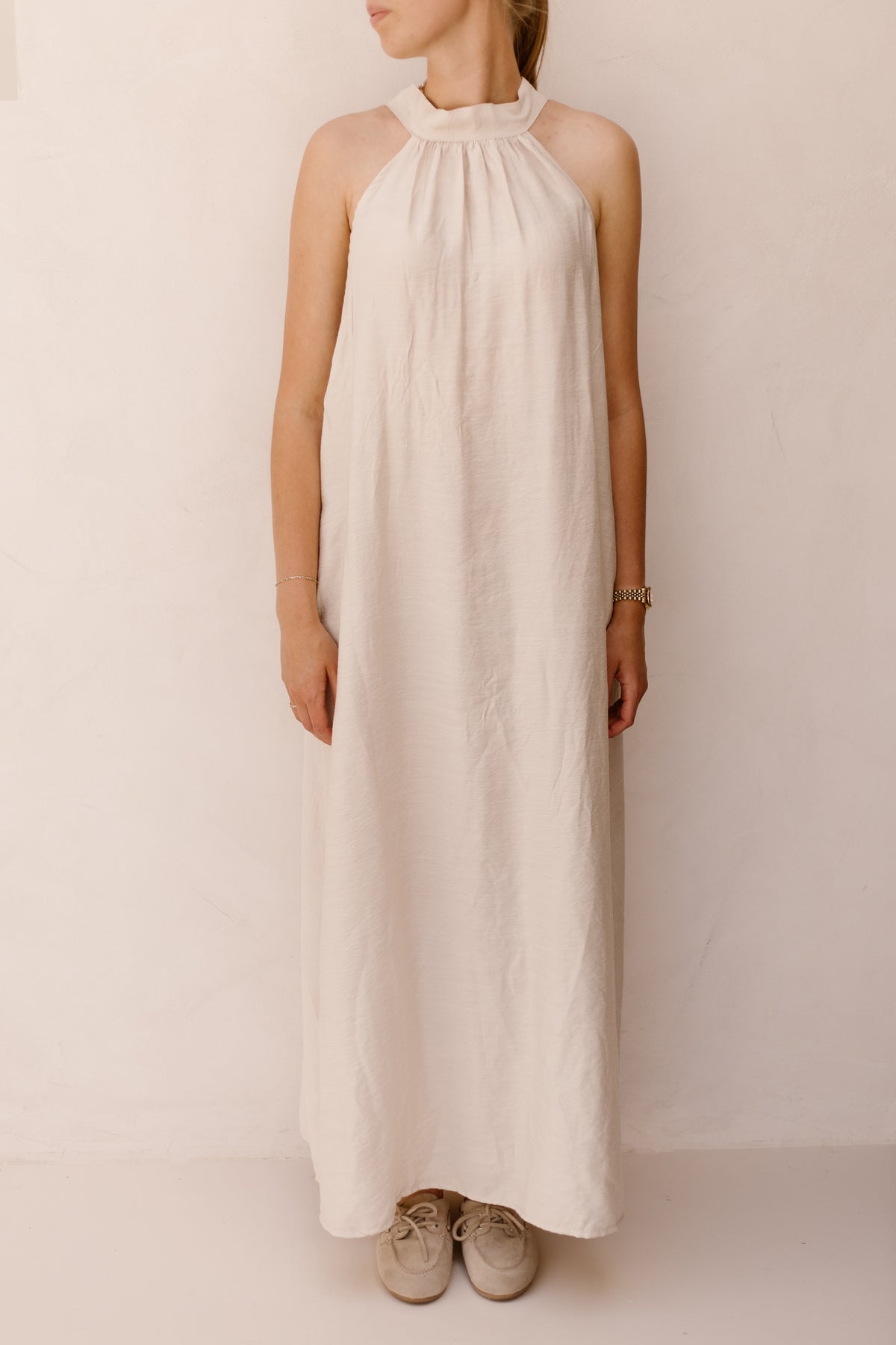 Amelia halter dress maxi beige