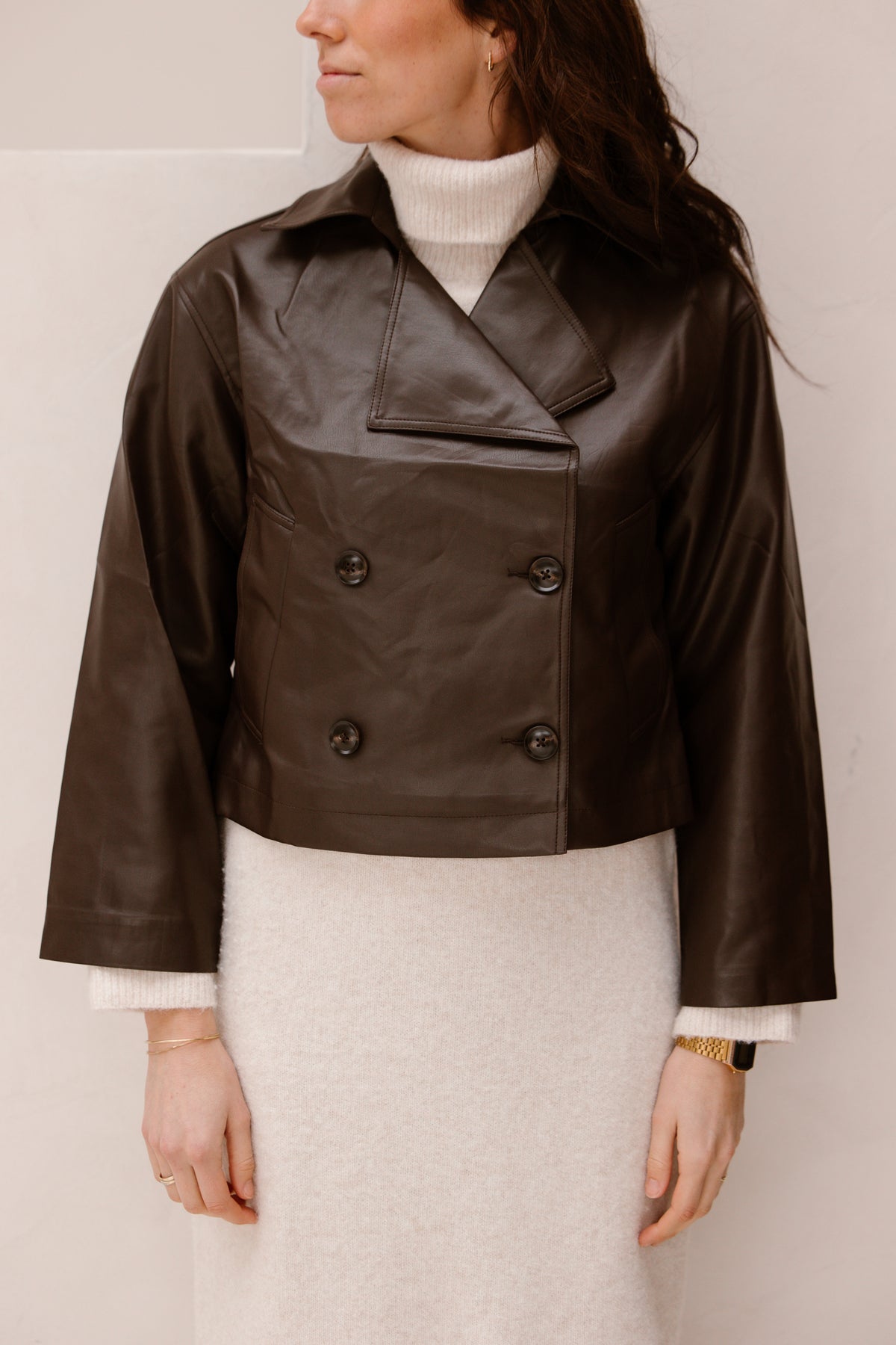 Leatherlook trenchcoat darkbrown