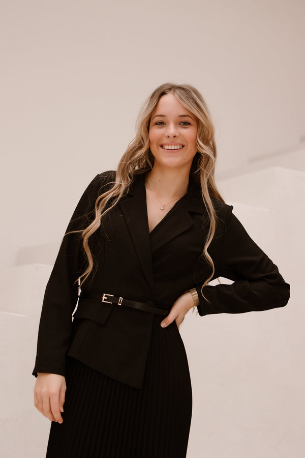 Long black plisse dress