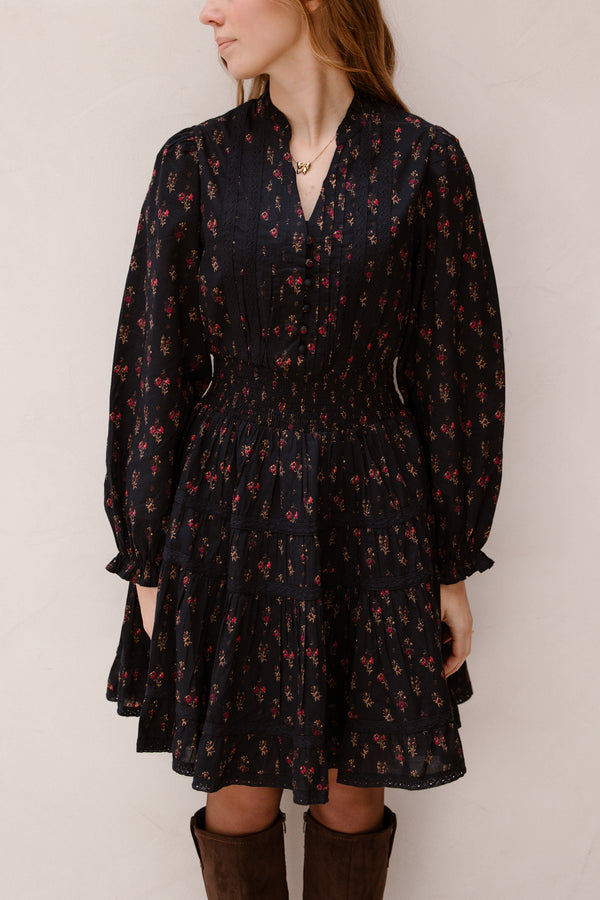 Cornell Fine Print Dress Dark Navy