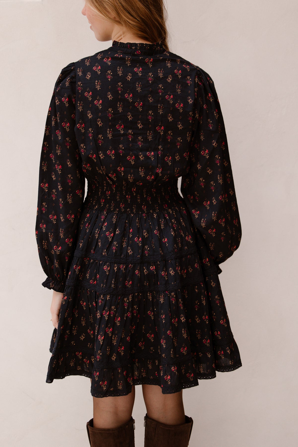 Cornell Fine Print Dress Dark Navy