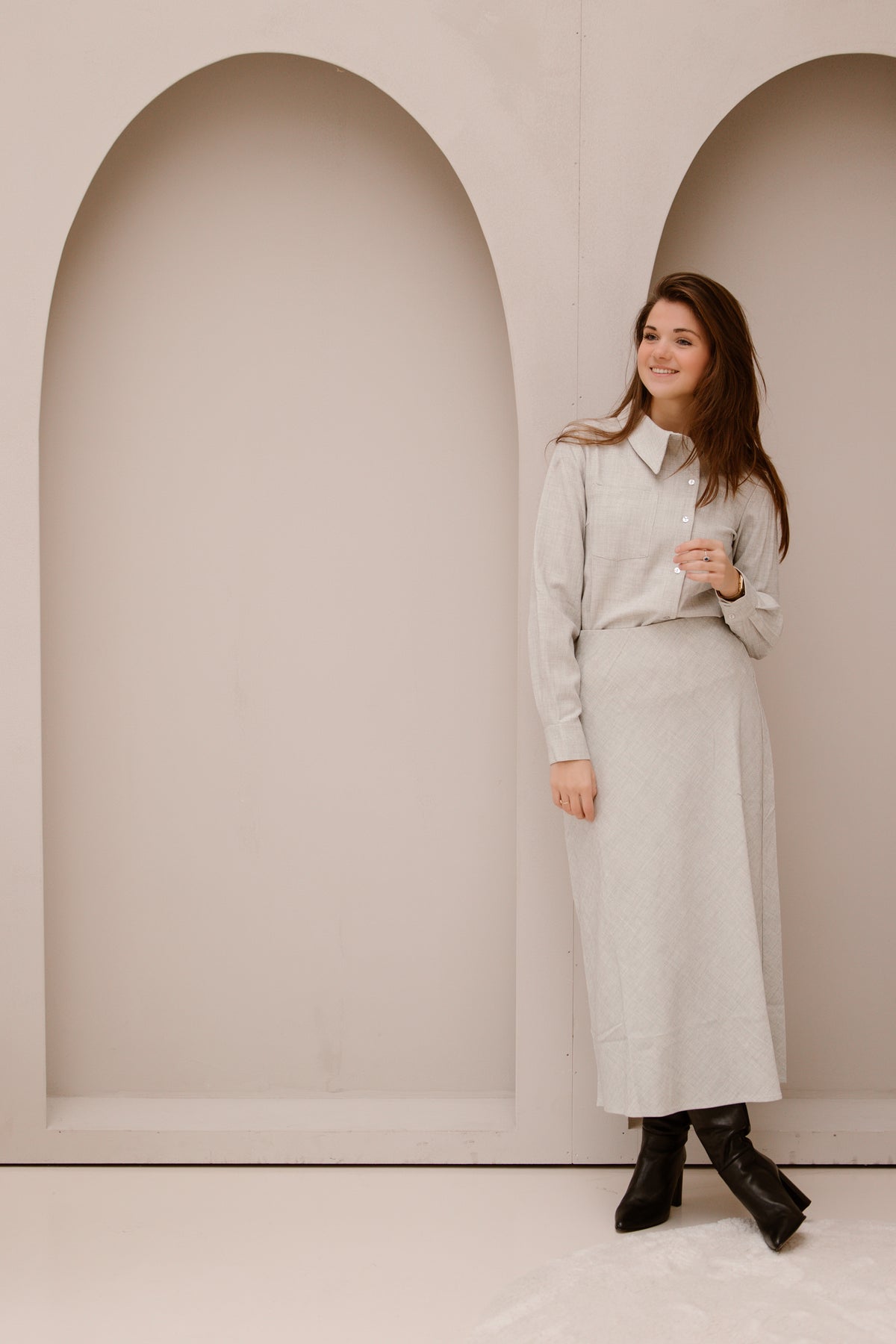 Objdiana long skirt grey