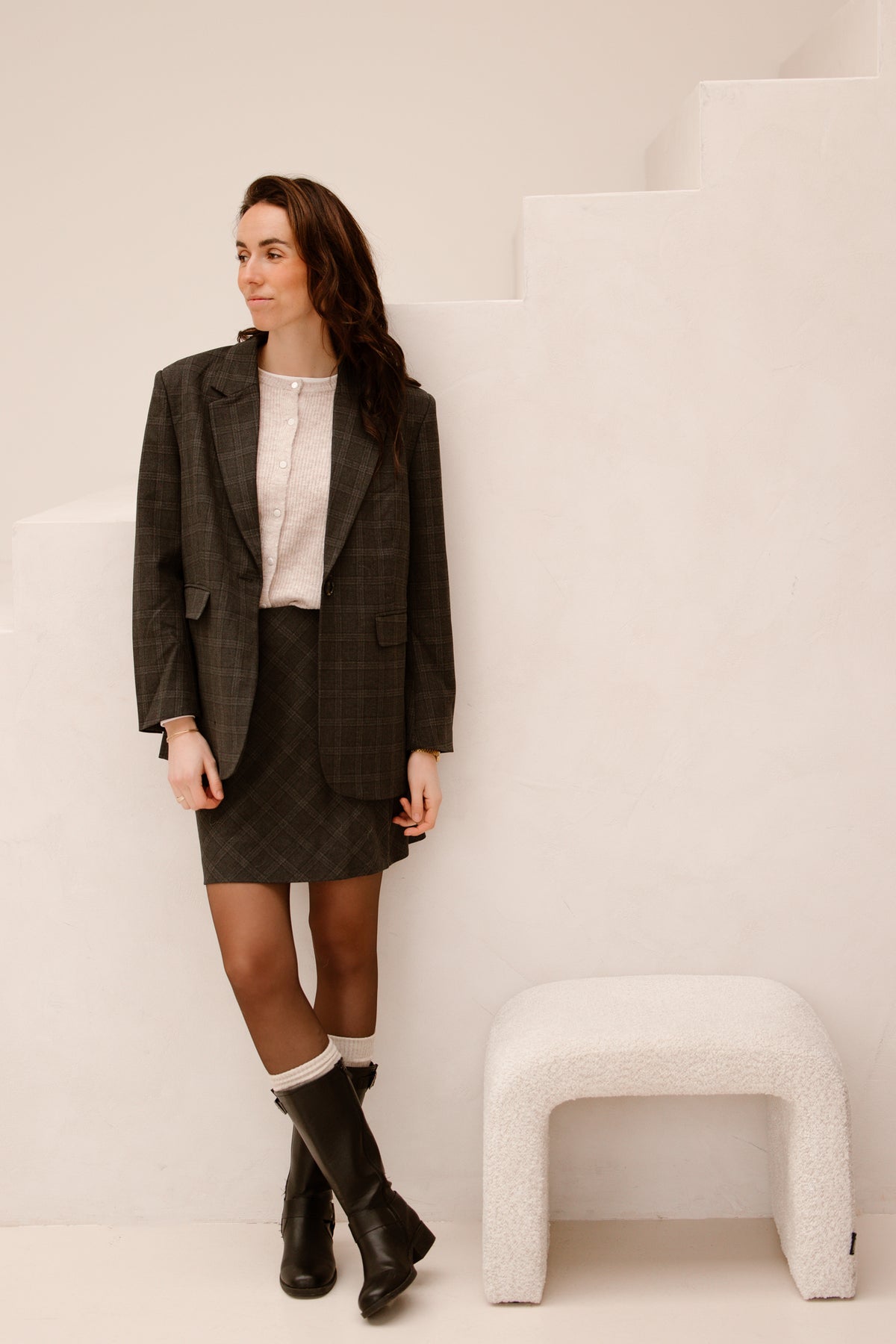 Gaby check blazer anthracite