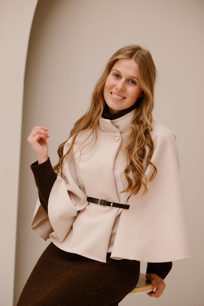 Jacket met belt beige