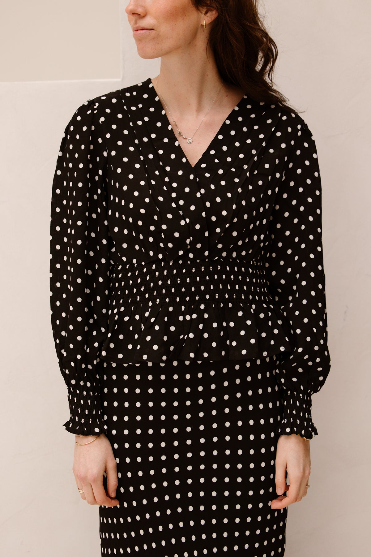 Tamona crepe dot blouse
