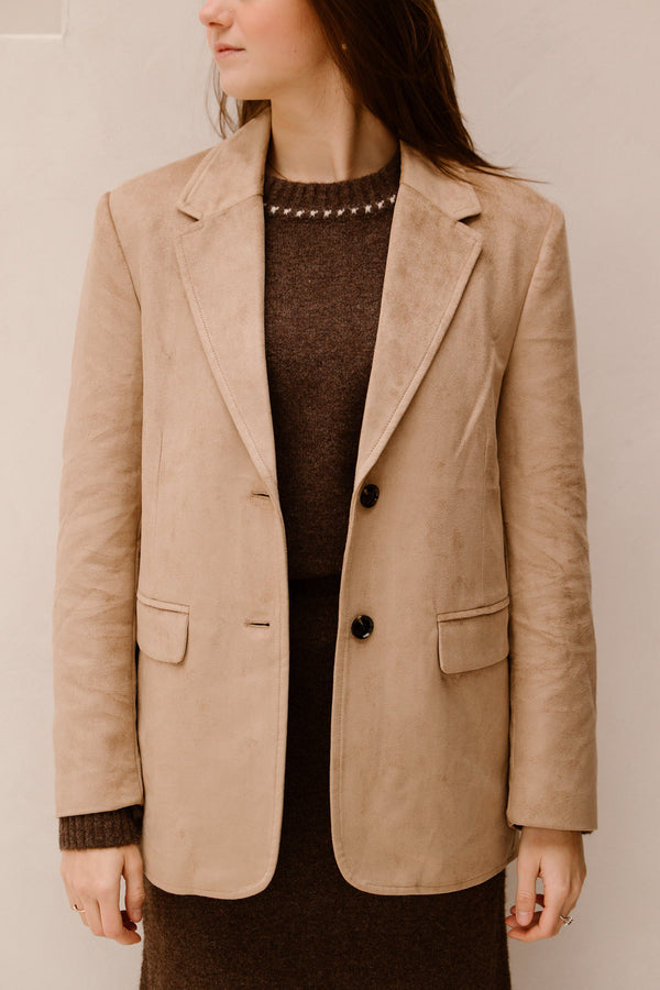 Namy Blazer aus Wildlederimitat, Sand