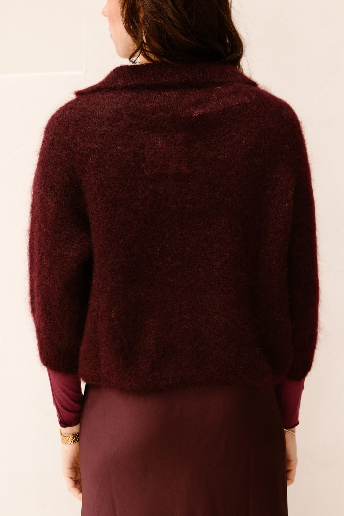 Mohair polo top bordeaux