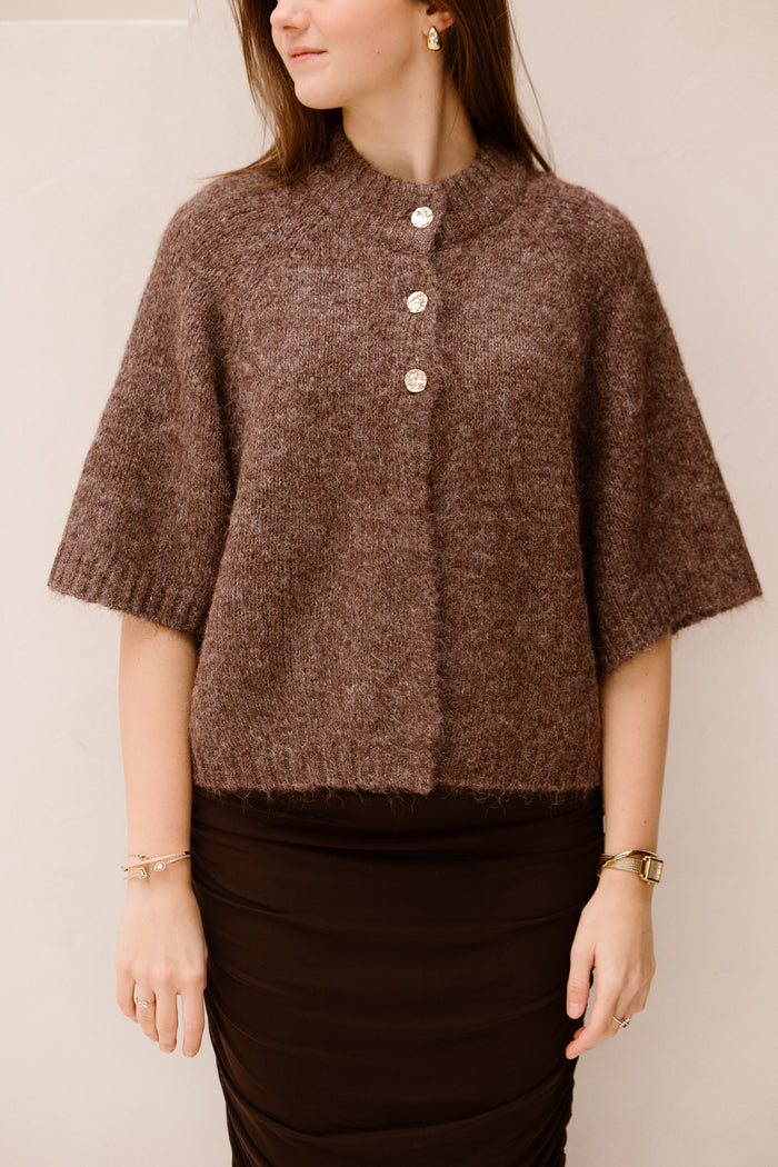 Benuta fluffy knit cardigan light brown
