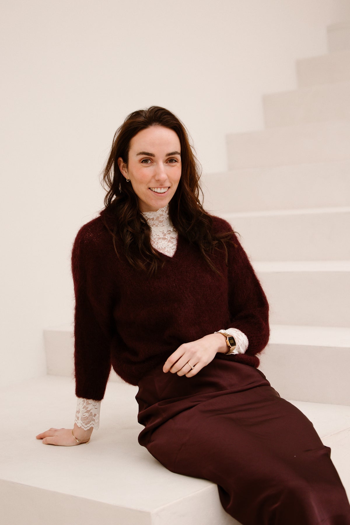 Liza Bluse mit Spitzenblumenmuster, cremefarben