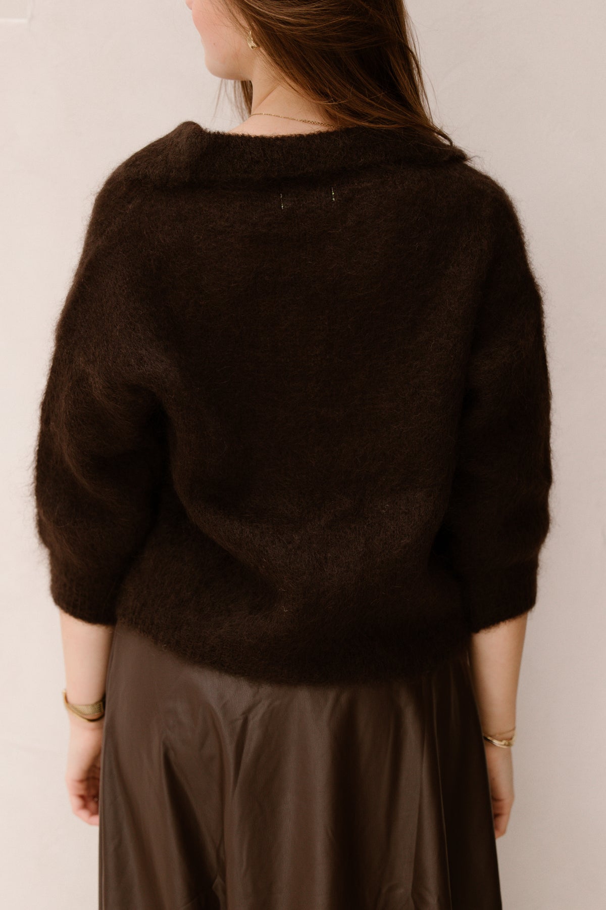 Mohair polo top brown