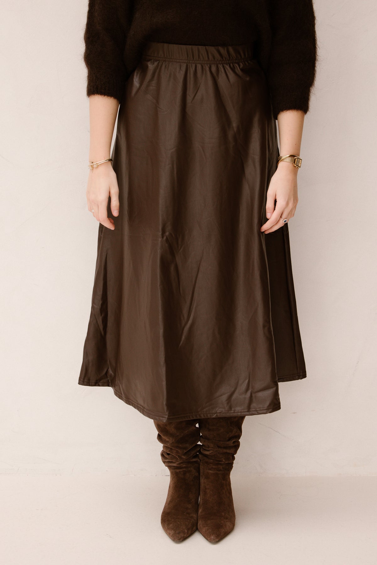 Wendy skirt leatherlook brown