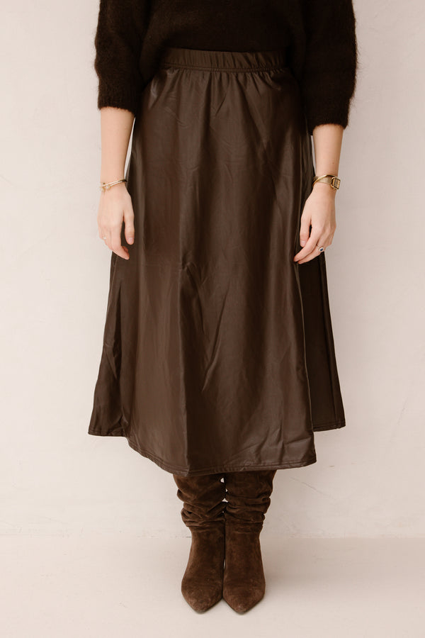 Wendy skirt leatherlook brown
