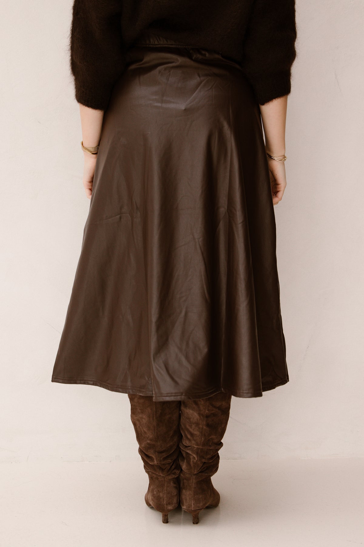 Wendy skirt leatherlook brown