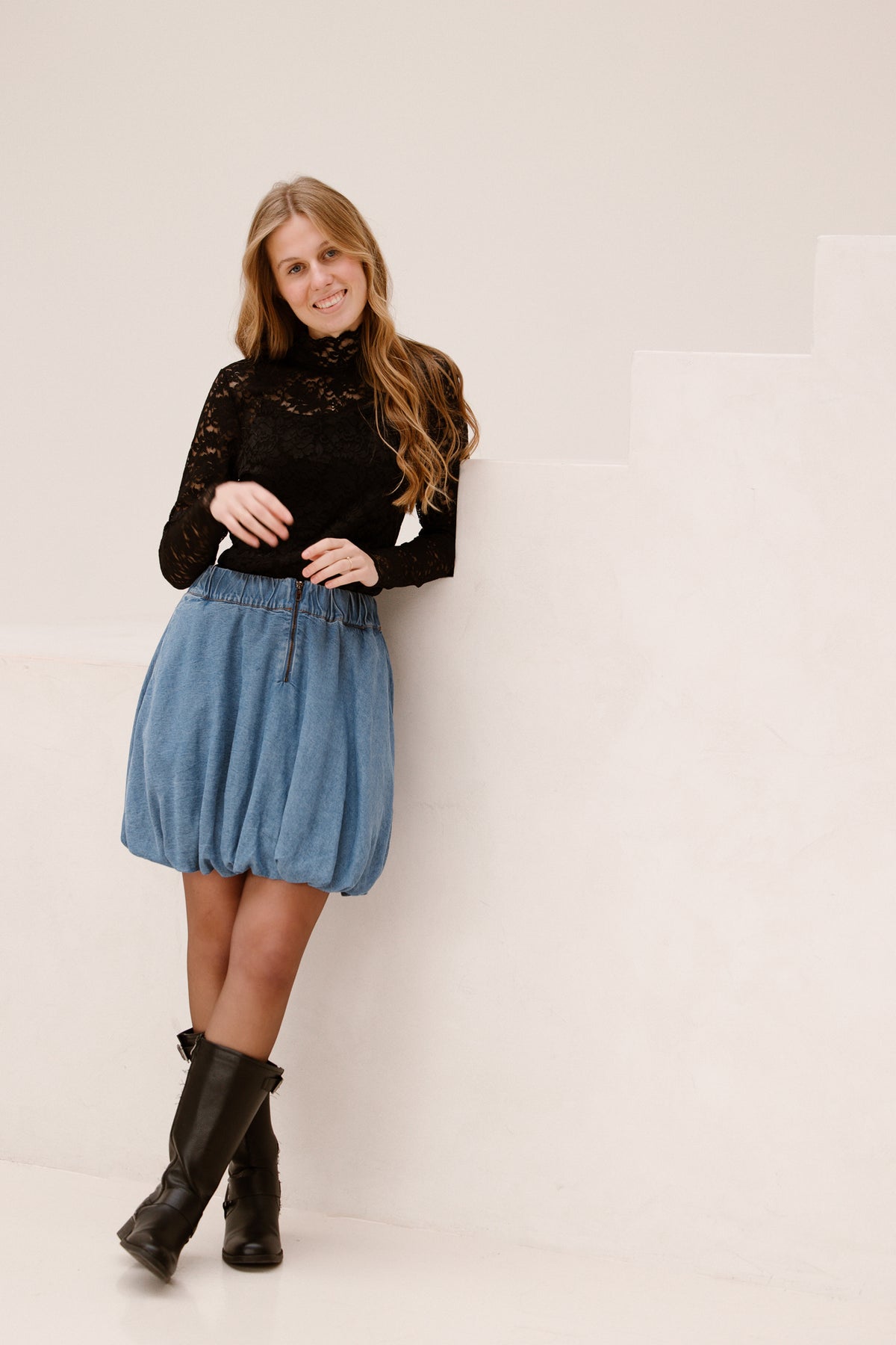 Liza laceflower blouse black