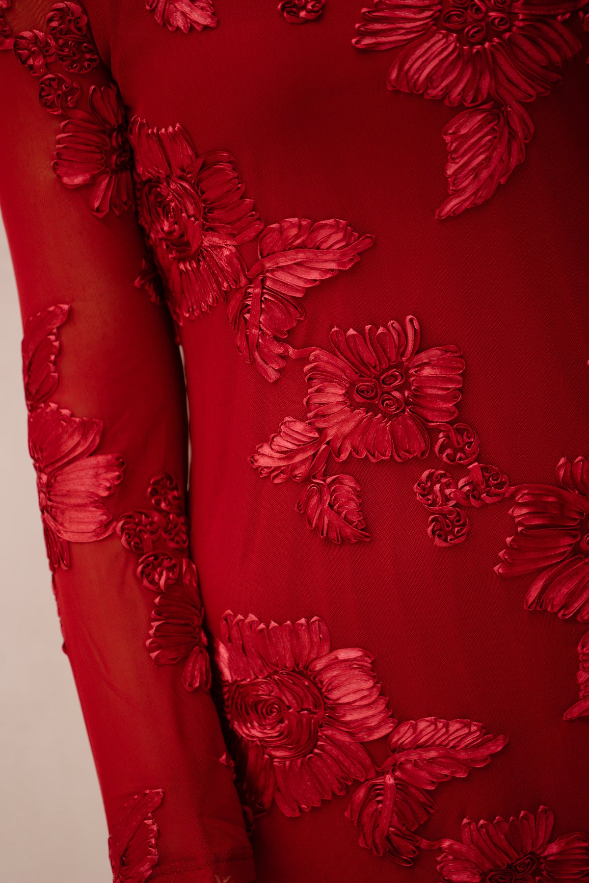 Dirina Big Flower Mesh Dress Red