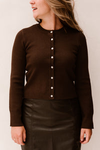 Yaselena LS Knit Cardigan Coffee Bean/Melange