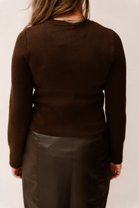 Yaselena LS Knit Cardigan Coffee Bean/Melange
